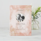 Invitation Mariage photo personnalisé rustique élégant rose (Debout devant)