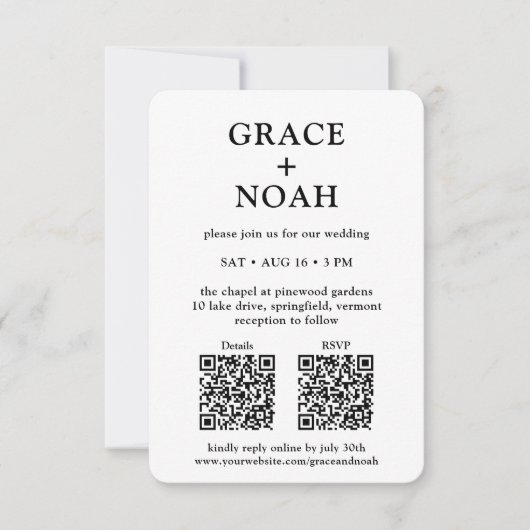 Invitation Mariage photo Petite & Minimal All-In-One QR Codes (Devant)