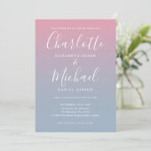 Invitation Mariage photo Pink And Dusty Blue Ombre (Debout devant)
