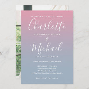 Invitation Mariage photo Pink And Dusty Blue Ombre
