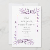 Invitation Mariage photo Purple Lavender Foliage Gold (Devant)