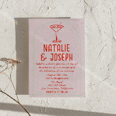 Invitation Mariage photo QR Code Retro main tiré Martini