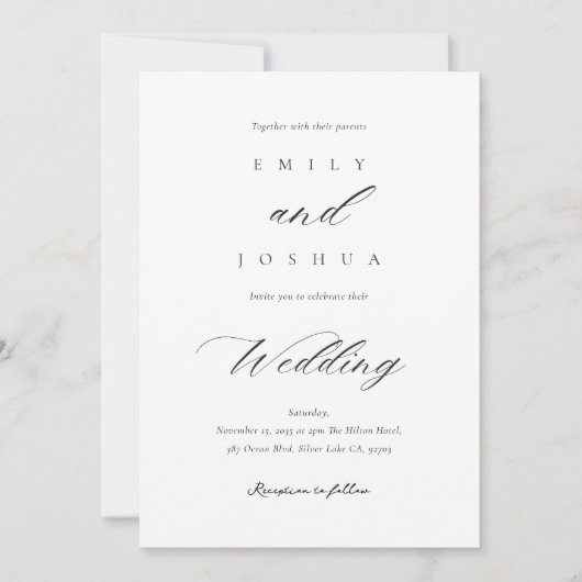 Invitation Mariage photo QR de script élégant moderne (Devant)