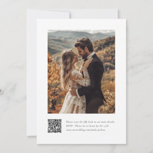 Invitation Mariage photo QR de script élégant moderne (Dos)