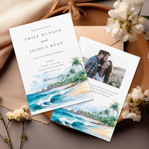 Invitation Mariage photo QR Tropical Beach