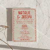 Invitation Mariage photo Quirky Retro Code QR Hand Drake Cake