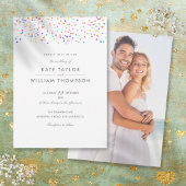Invitation Mariage photo Rainbow Confetti moderne