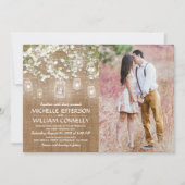 Invitation Mariage Photo Respirant Rustique Toile de Jute (Devant)