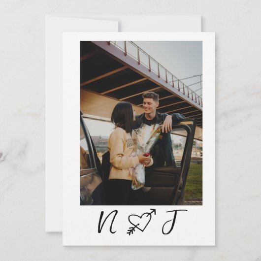 Invitation Mariage photo rétro à griffes dessiné main (Dos)