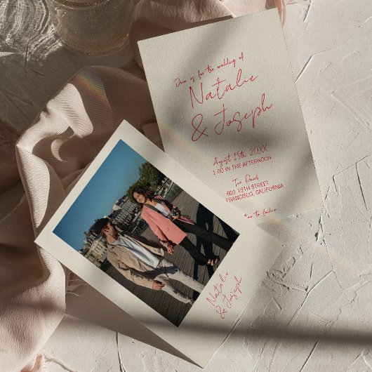 Invitation Mariage photo rétro à la main moderne Whimsical