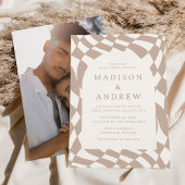 Invitation Mariage photo Retro Beige Checkerboard