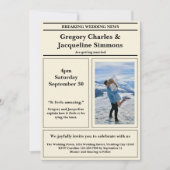 Invitation Mariage photo Retro élégant journal personnalisé (Devant)