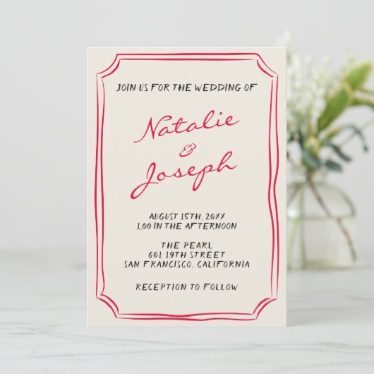 Invitation Mariage photo rétro en gros caractères du code QR (Debout devant)