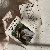 Invitation Mariage photo Retro Hand Drawn Cake Frame