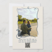 Invitation Mariage photo Retro Hand Drawn Navy bleu QR Code (Dos)