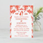 Invitation Mariage photo Retro Red Tropical Palm Tree (Debout devant)