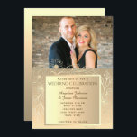 Invitation Mariage photo Romantic Gold Foil<br><div class="desc">Dentelle florale dorée de luxe,  élégante,  dessinée à la main en combinaison avec arrière - plan doré. Faire-part de mariage moderne,  simple,  adorable,  avec photo personnalisée.</div>