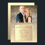Invitation Mariage photo Romantic Gold Foil<br><div class="desc">Dentelle florale dorée de luxe,  élégante,  dessinée à la main en combinaison avec arrière - plan doré. Faire-part de mariage moderne,  simple,  adorable,  avec photo personnalisée.</div>