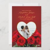 Invitation Mariage photo romantique bouquet de rose (Devant)