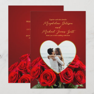 Invitation Mariage photo romantique bouquet de rose