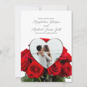 Invitation Mariage photo romantique bouquet de rose (Devant)