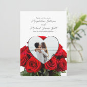 Invitation Mariage photo romantique bouquet de rose (Debout devant)