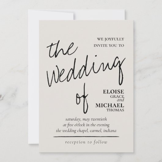 Invitation Mariage photo romantique manuscrit moderne (Devant)