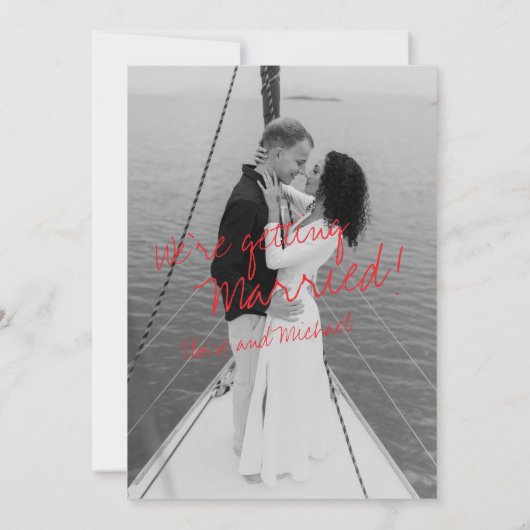 Invitation Mariage photo romantique manuscrit moderne (Dos)