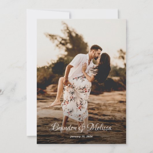 Invitation Mariage photo romantique stylish Script superposit (Dos)