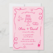 Invitation Mariage photo rose blanc QR Code main (Devant)