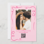 Invitation Mariage photo rose blanc QR Code main (Dos)