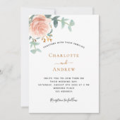Invitation mariage photo rose or verdure monogramme arche pho (Devant)