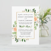 Invitation Mariage photo Rose Peach Watercolor (Debout devant)