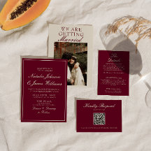 Mariage Photo Rouge Profond Élégant Argent Familia
