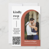 Invitation Mariage photo RSVP code QR rétro moderne (Dos)