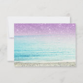 Invitation mariage photo RSVP plage pailleté violet (Dos)