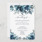 Invitation Mariage photo Rustic Blue Floral Script (Devant)