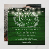Invitation Mariage photo Rustic Green Wood String (Devant / Derrière)