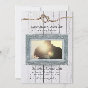 Invitation Mariage photo Rustic Patiné Wood Arrière - plan
