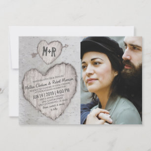 Invitation Mariage photo Rustic Silver Birch Tree