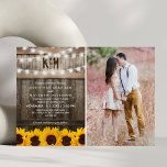 Invitation Mariage photo Rustic Sunflowers<br><div class="desc">Un faire-part de mariage est plus qu’une simple faire-part, c’est le reflet de l’histoire d’amour unique d’un couple, et l’invitation parfaite devrait capturer cette romance et cette joie. Pour les couples amoureux de la campagne, l'invitation parfaite se trouve avec un faire-part de mariage photo créatif avec un arrière - plan...</div>