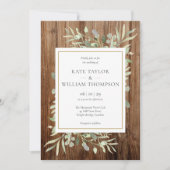 Invitation Mariage photo Rustic Wood Greenery (Devant)