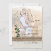 Invitation Mariage photo Rustique Burlap Wood Eucalyptus Boho (Devant)