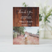 Invitation Mariage photo rustique de Merci en bois de grange (Debout devant)