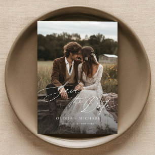 Invitation Mariage photo rustique élégant Enregistrer la date