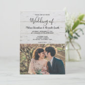 Invitation Mariage photo rustique en bois de grange (Debout devant)