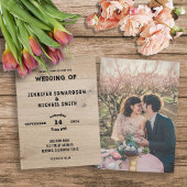 Invitation Mariage photo rustique en bois de grange