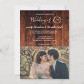 Invitation Mariage photo rustique en bois de grange de campag (Devant)