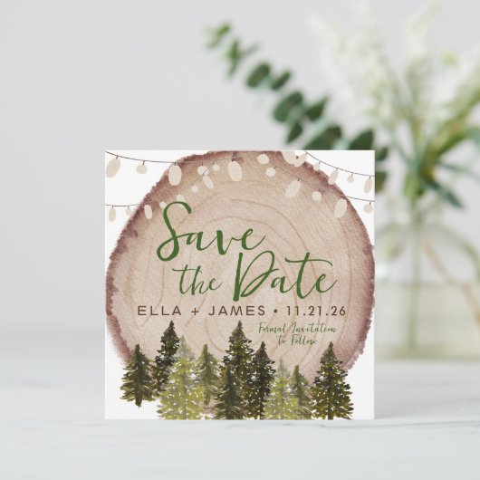 Invitation Mariage photo rustique Enregistrer la date Invitat (Debout devant)