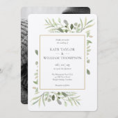 Invitation Mariage photo rustique Kraft Greenery (Devant / Derrière)